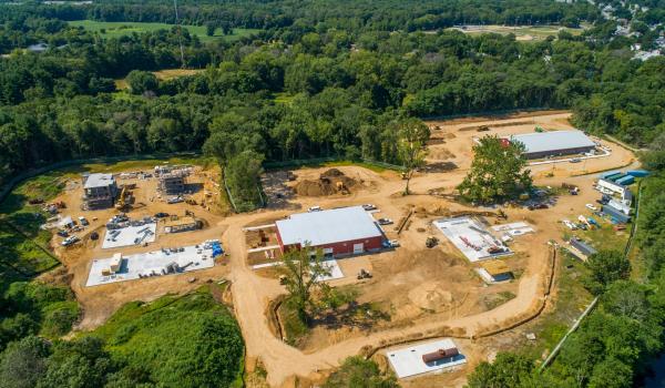 Aerial construction photo of Eastern Fire School
